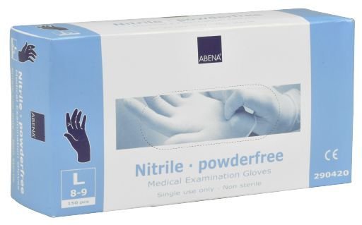 puderfrei 150 Nitril-Handschuhe ABENA in Größe L blau 