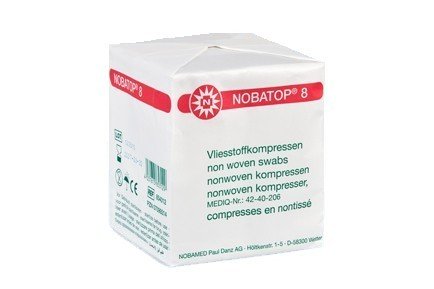 100 Stück Vlieskompressen 4-lagig NOBATOP® 8 von Nobamed 7,5 cm x 7,5 cm - 854009
