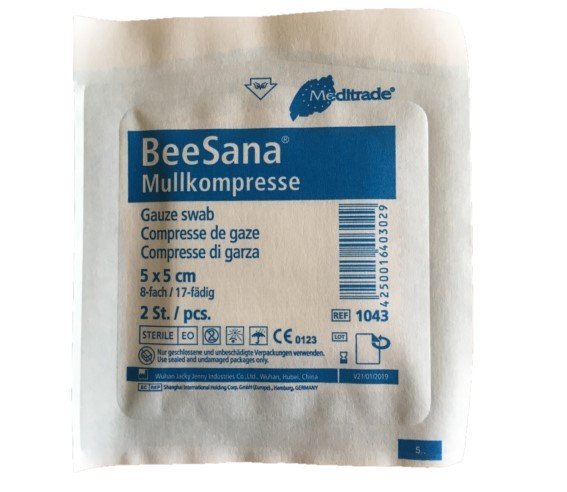 50 Stück Mullkompressen steril 8-lagig BeeSana® 5 cm x 5 cm weiß - 1043